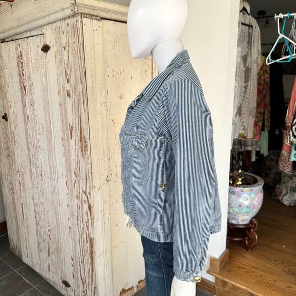 JOHNNY WAS PETTE & GRETA PINSTRIPE DENIM JACKET - Picture 3 of 10